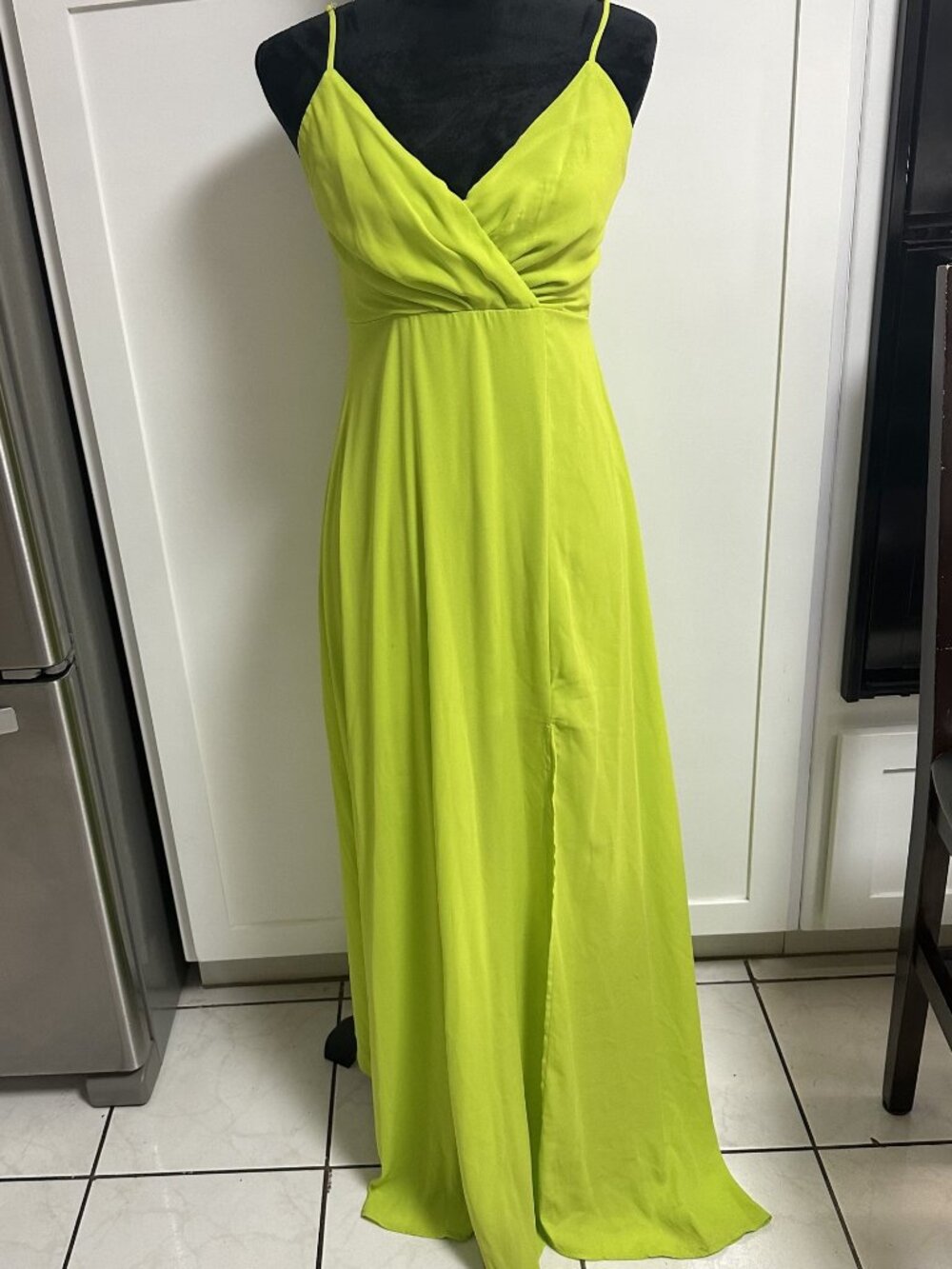 Iris Prom Dress Small Lime Green Flowy Side Slit Prom Wedding
